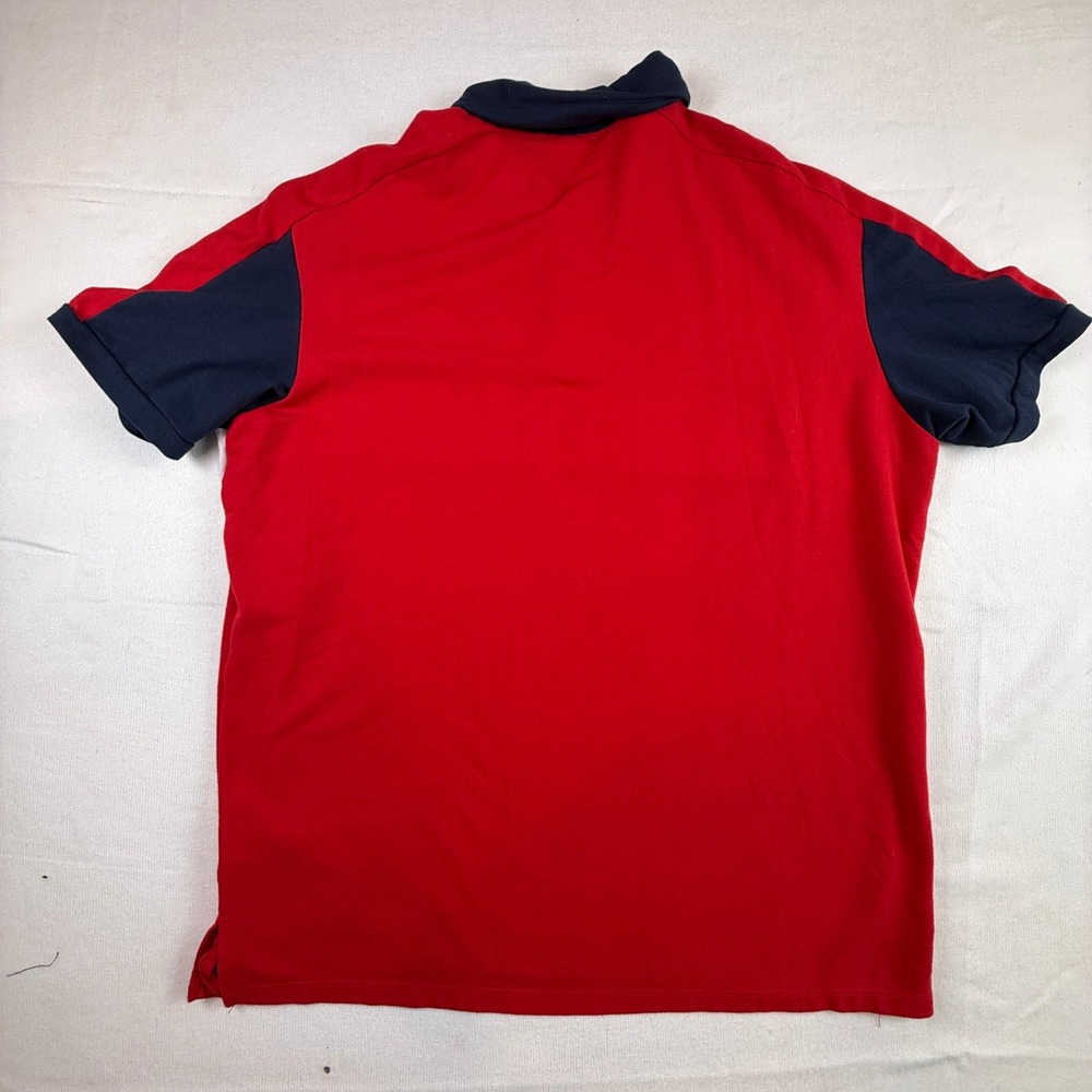 Long Beach Polo Club XXL Red White Navy Blue Colorblock Short Sleeve Polo Shirt - Picture 3 of 10